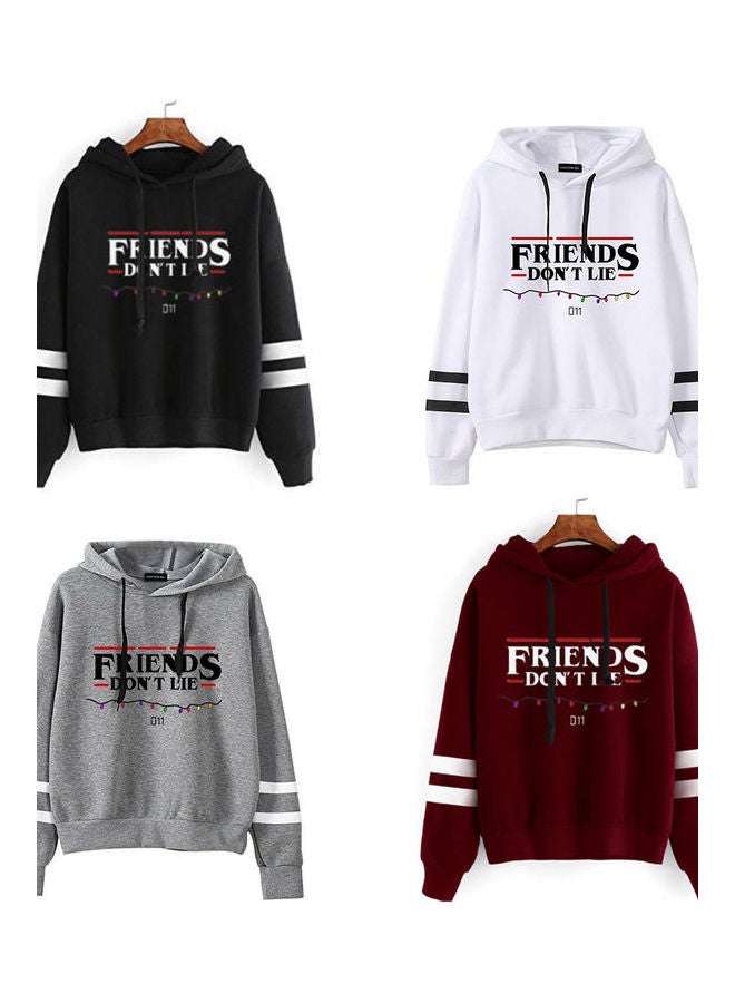Autumn Winter American Drama FRIENDS Long Sleeve Print Hoodie Tops Black - Image 3
