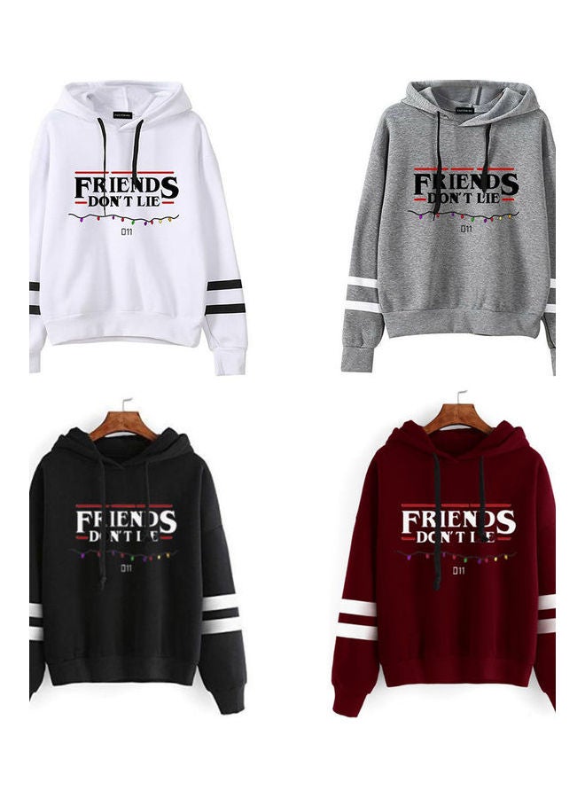 Autumn Winter American Drama FRIENDS Long Sleeve Print Hoodie Tops Black - Image 4