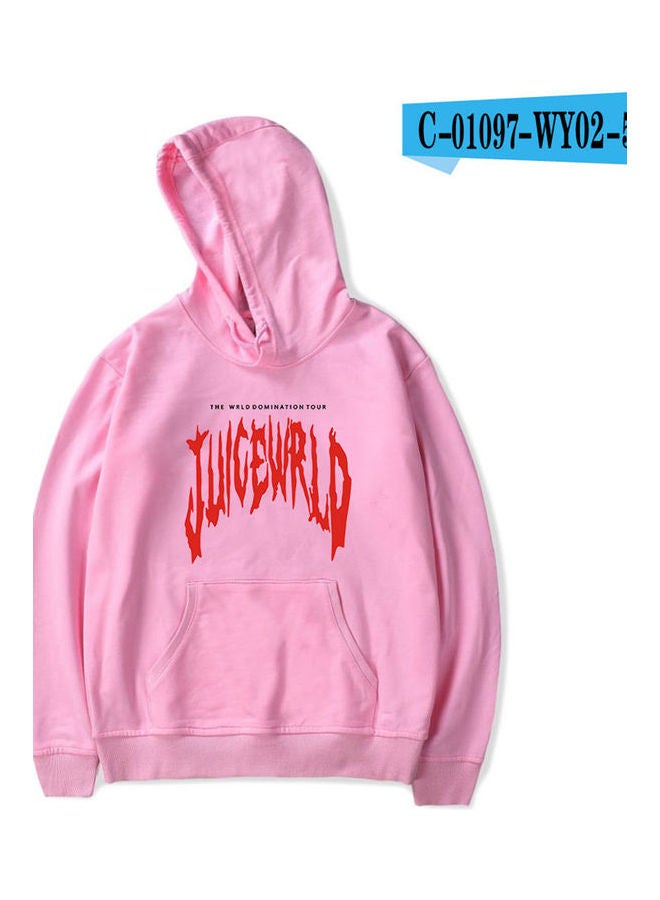 Juice Wrld Hoodie Sweatshirt Letter Printing Autumn Winter Loose Pullover Tops Pink  - Image 1