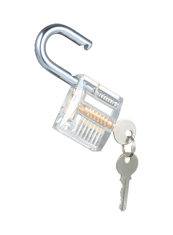 Generic - 17-Pieces Of Lock Picking Set With 2 Visible Practice Locks Transparent Padlock Training Locksmith Tools Lockpicking Set For Beginners Professionals Kits Transparent 25.0x22.0x6.0cm - Image 1