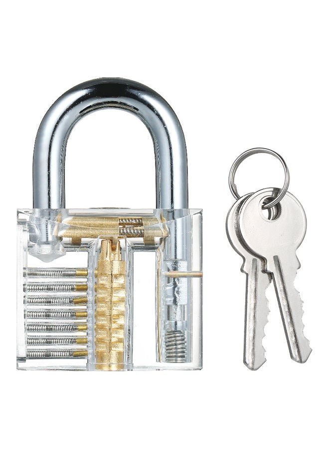 Generic - 17-Pieces Of Lock Picking Set With 2 Visible Practice Locks Transparent Padlock Training Locksmith Tools Lockpicking Set For Beginners Professionals Kits Transparent 25.0x22.0x6.0cm - Image 1
