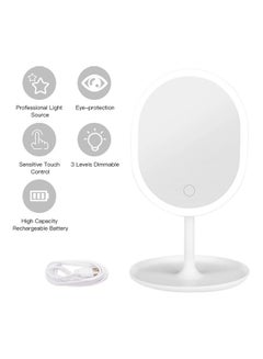 HZ-01 makeup mirror with light and built-in battery white White 22.6*6.5*19.7cm