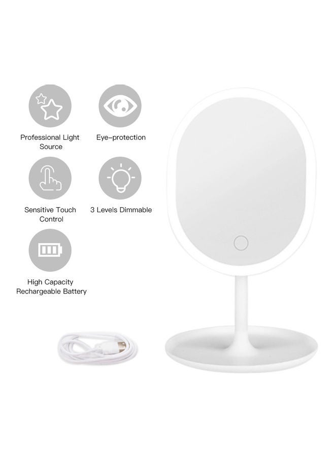 Generic - HZ-01 makeup mirror with light and built-in battery white White 22.6*6.5*19.7cm - Image 1