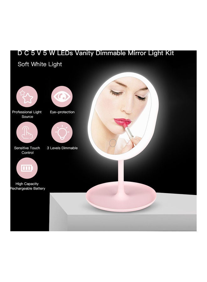 Generic - HZ-01 makeup mirror with light and built-in battery white White 22.6*6.5*19.7cm - Image 1