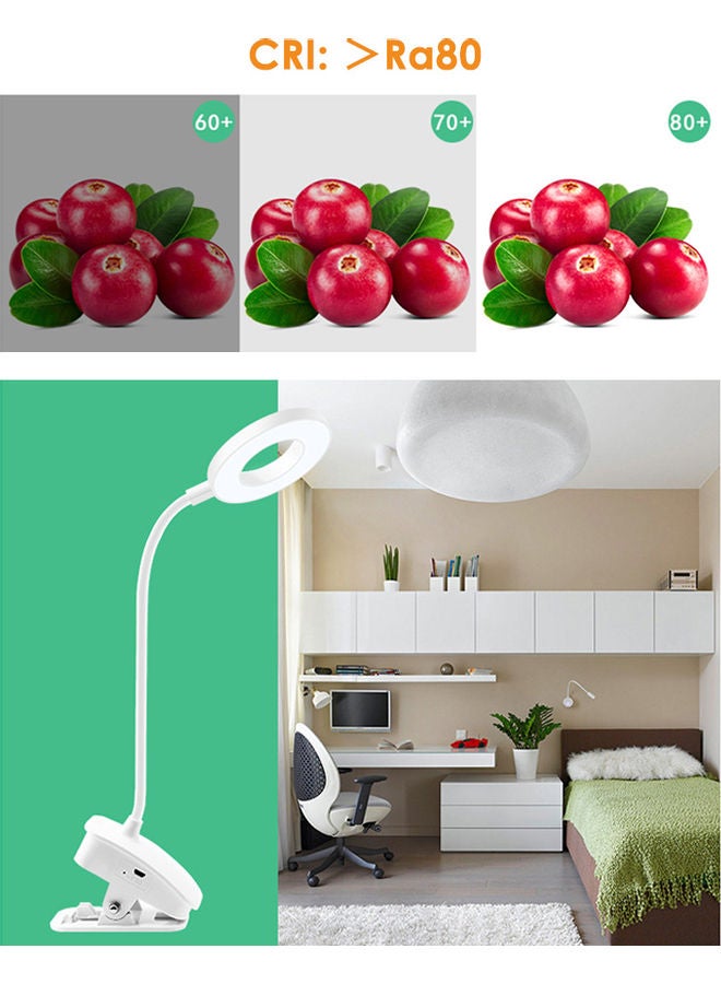 USB touch dimming desk lamp (ring three color temperature) White 16.5*7.5*12.5cm - Image 5