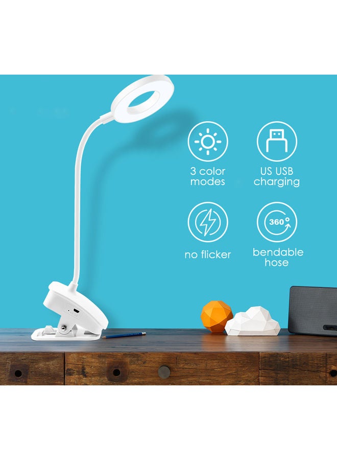 USB touch dimming desk lamp (ring three color temperature) White 16.5*7.5*12.5cm - Image 3