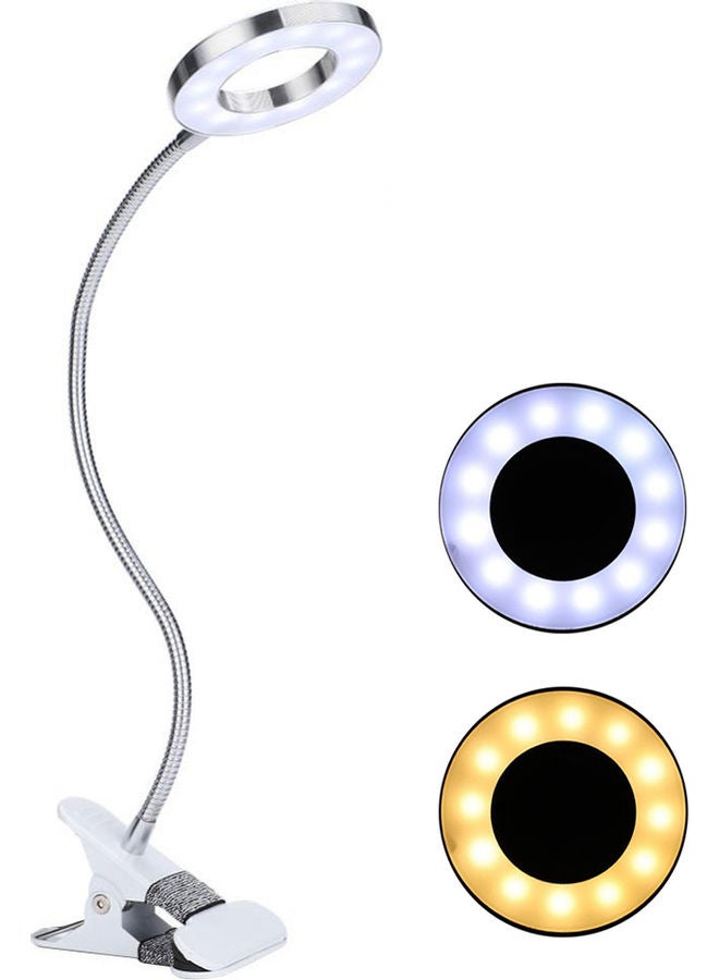 LED clip desk lamp warm and cold bicolor Silver 19*7.7*14.6cm - Image 1