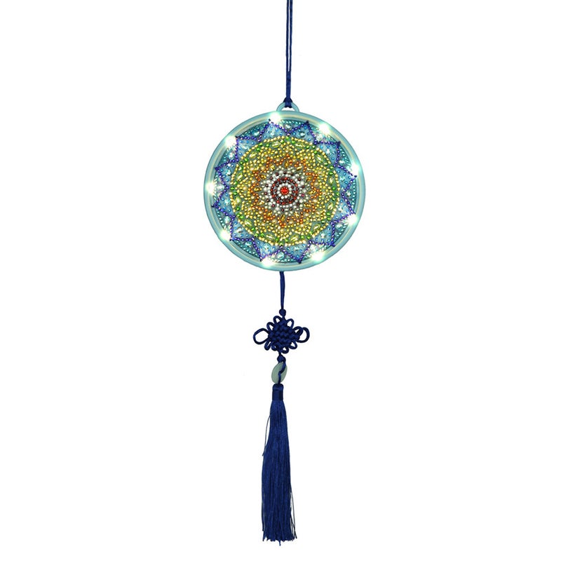 Generic - DIY handmade 5D diamond painting night light mandala flower 15X15cm (without battery) White 16*3.5*16cm - Image 1