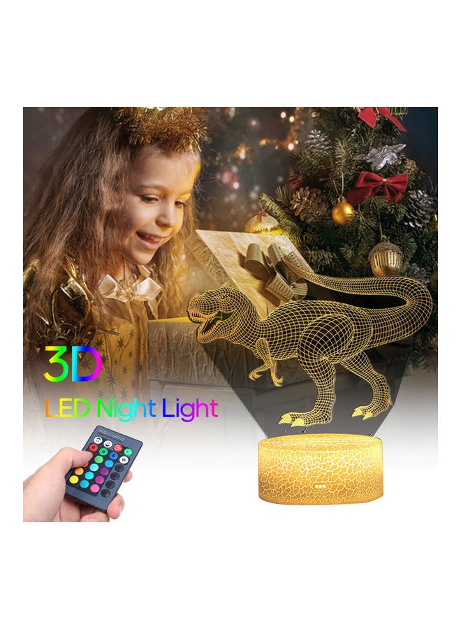 Generic - 3D Dinosaur Crack Base Colorful Night Light Touch Remote Control White 21.5*5.3*15cm - Image 1