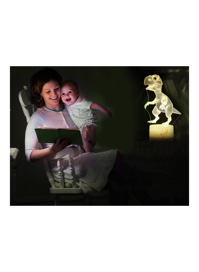Generic - 3D Dinosaur Crack Base Colorful Night Light Touch Remote Control White 21.5*5.3*15cm - Image 1