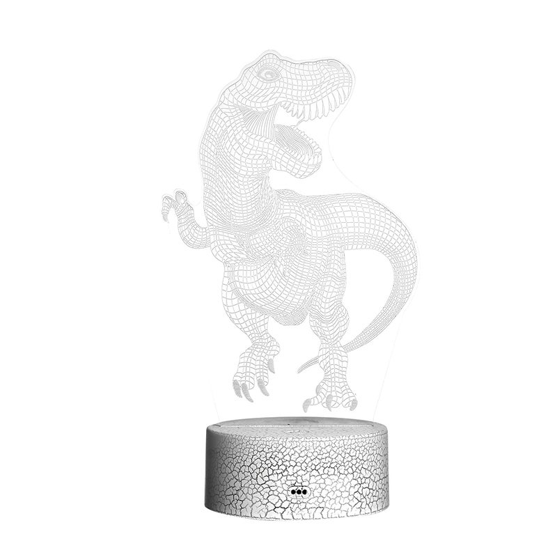 Generic - 3D Dinosaur Crack Base Colorful Night Light Touch Remote Control White 21.5*5.3*15cm - Image 1