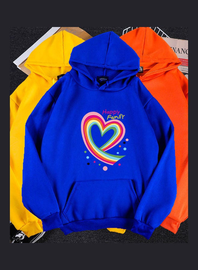 Hoodie Sweatshirt Happy Family Heart Thicken Autumn Winter Loose Pullover Tops Orange - Image 4
