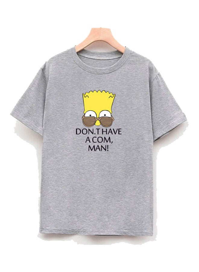 Round Neck Casual T-Shirt Light Grey 