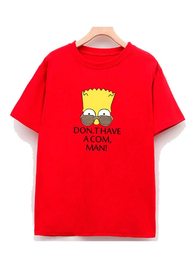 Round Neck Casual T-Shirt Red 