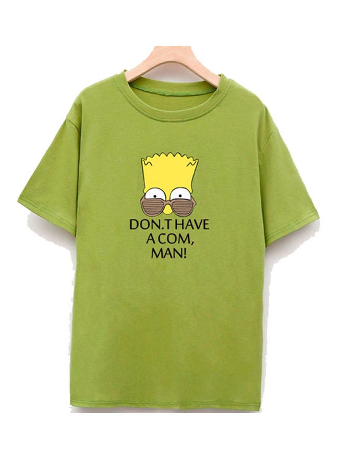 Round Neck Casual T-Shirt Avocado Green 