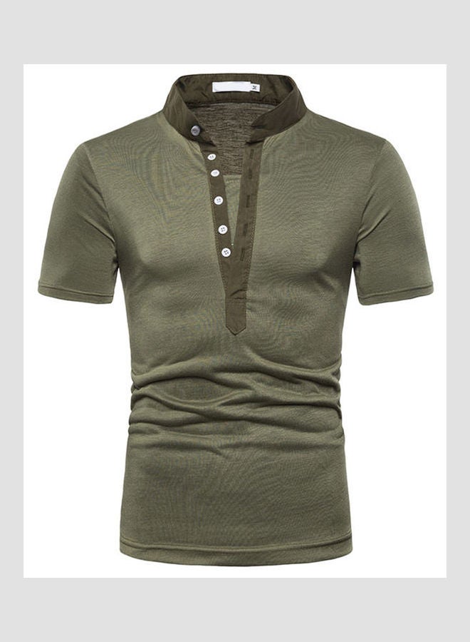 V Neck T-Shirt Army Green  - Image 1