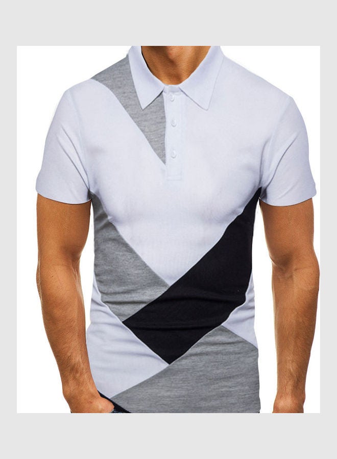 Casual Collared Neck T-Shirt White/Grey/Black - Image 3