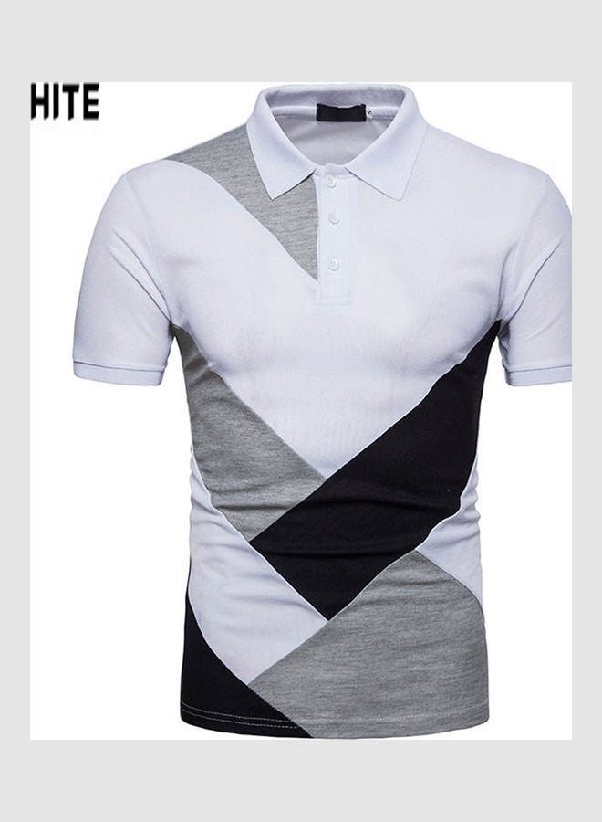 Casual Collared Neck T-Shirt White/Grey/Black - Image 1