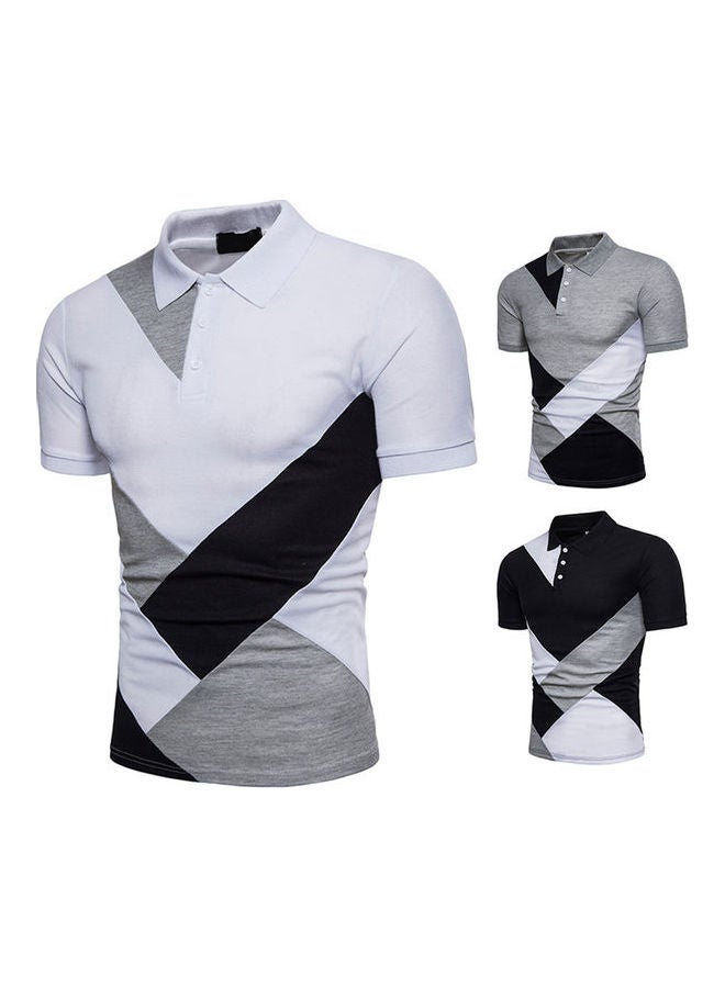 Casual Collared Neck T-Shirt White/Grey/Black - Image 4