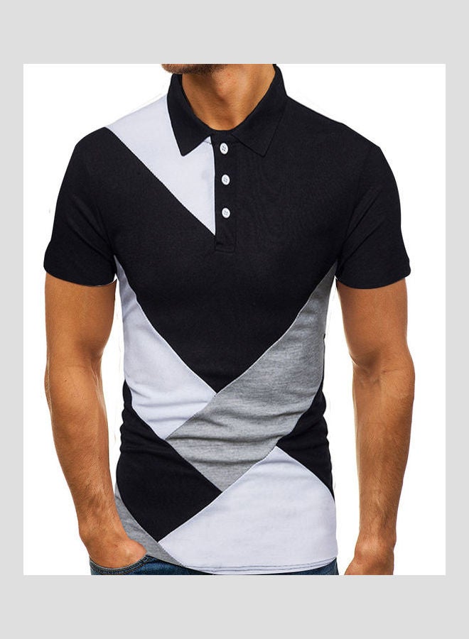 Casual Collared Neck T-Shirt White/Grey/Black - Image 3