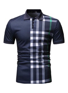Generic Casual Collared Neck T-Shirt Blue/White  - Image 1