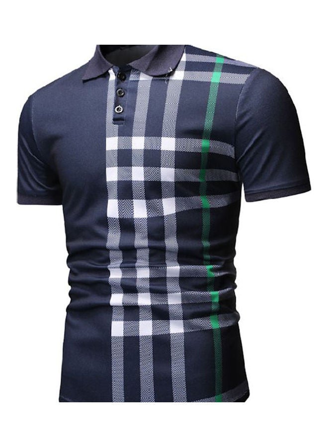 Casual Collared Neck T-Shirt Blue/White - Image 2
