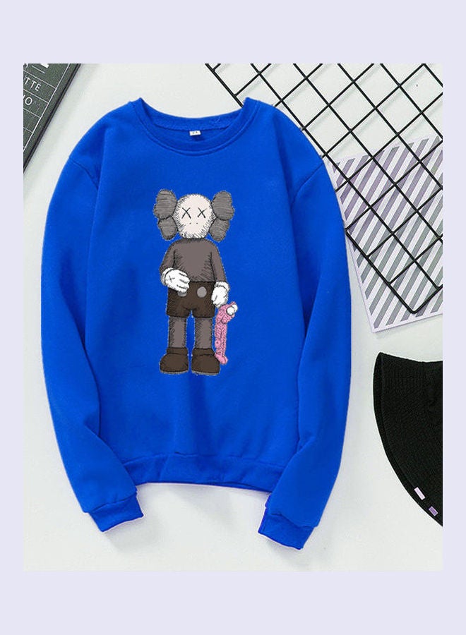 Casual Printed Sweatshirt Blue