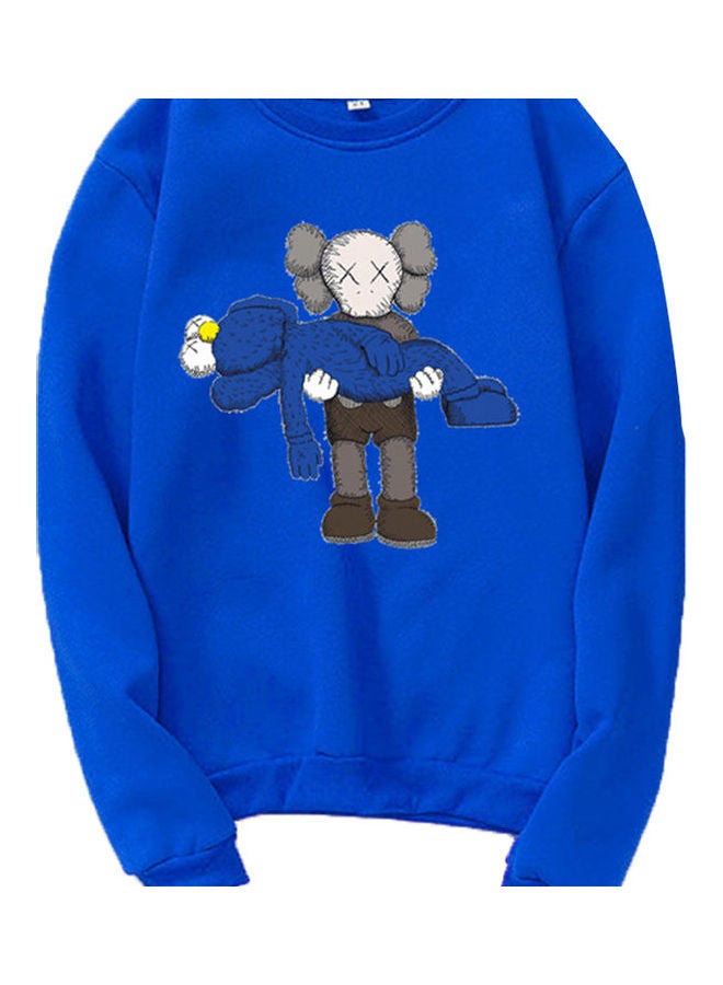 Casual Printed Sweatshirt Blue
