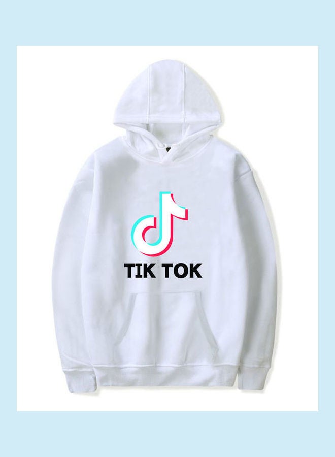 Loose Long Sleeve Hooded Sweatshirts white - Image 1