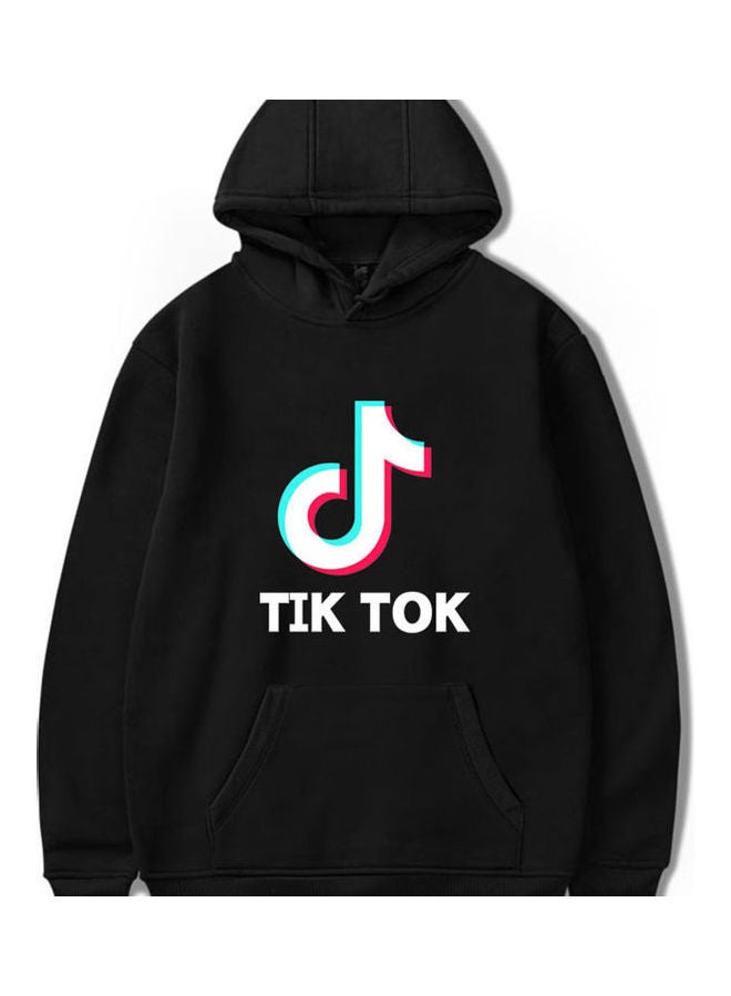 Loose Long Sleeve Hooded Sweatshirts black - Image 1