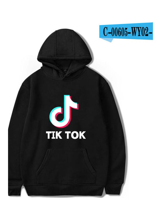 Loose Long Sleeve Hooded Sweatshirts black - Image 4