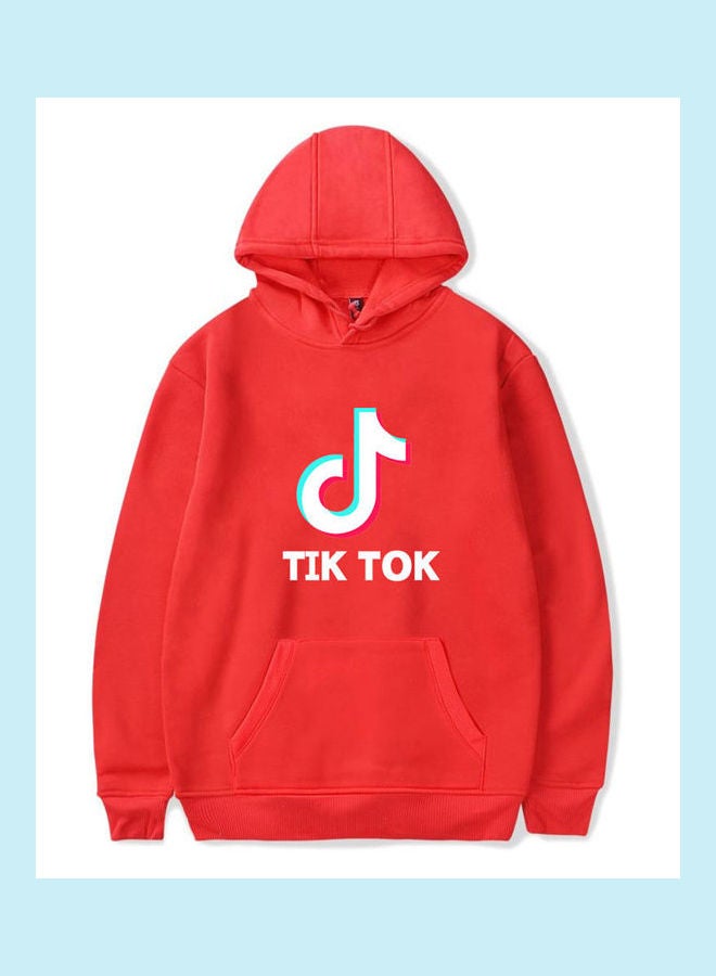 Loose Long Sleeve Hooded Sweatshirts red - Image 1