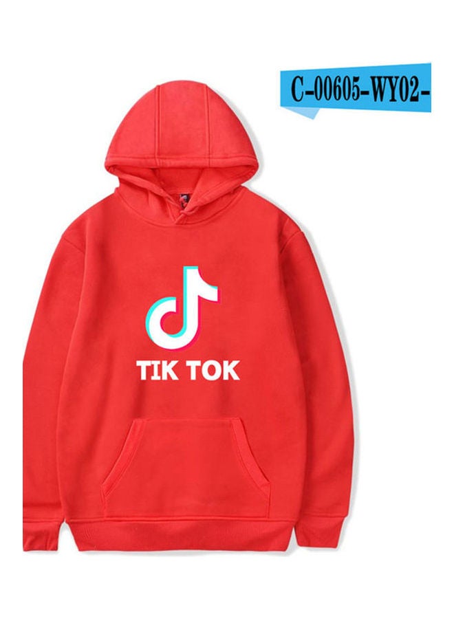 Loose Long Sleeve Hooded Sweatshirts red - Image 4