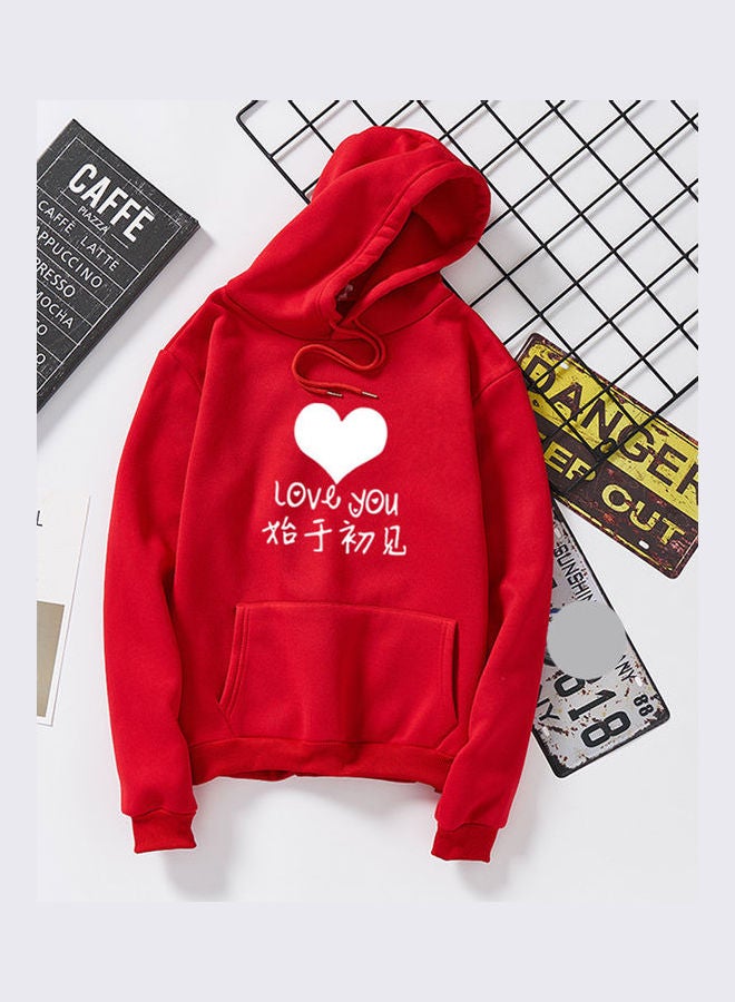 Generic - Thicken Casual Loose Printing Hooded Sweatshirts Red - Image 1