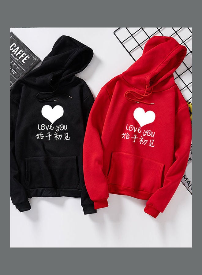 Generic - Thicken Casual Loose Printing Hooded Sweatshirts Red - Image 1