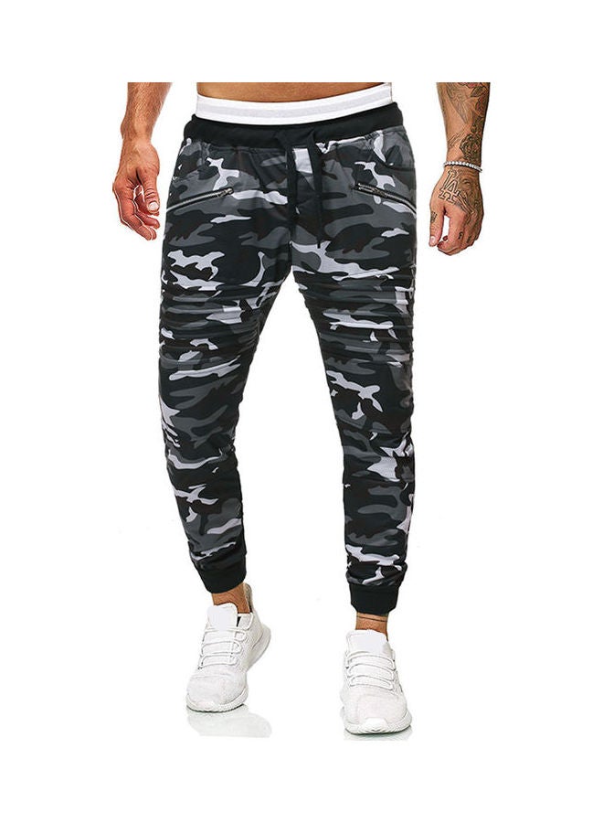 Casual Fashion Pleated Zipper Jogger Grey  - Image 1