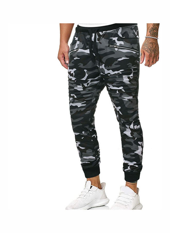 Casual Fashion Pleated Zipper Jogger Grey  - Image 4