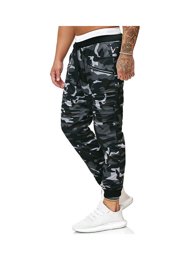 Casual Fashion Pleated Zipper Jogger Grey  - Image 3
