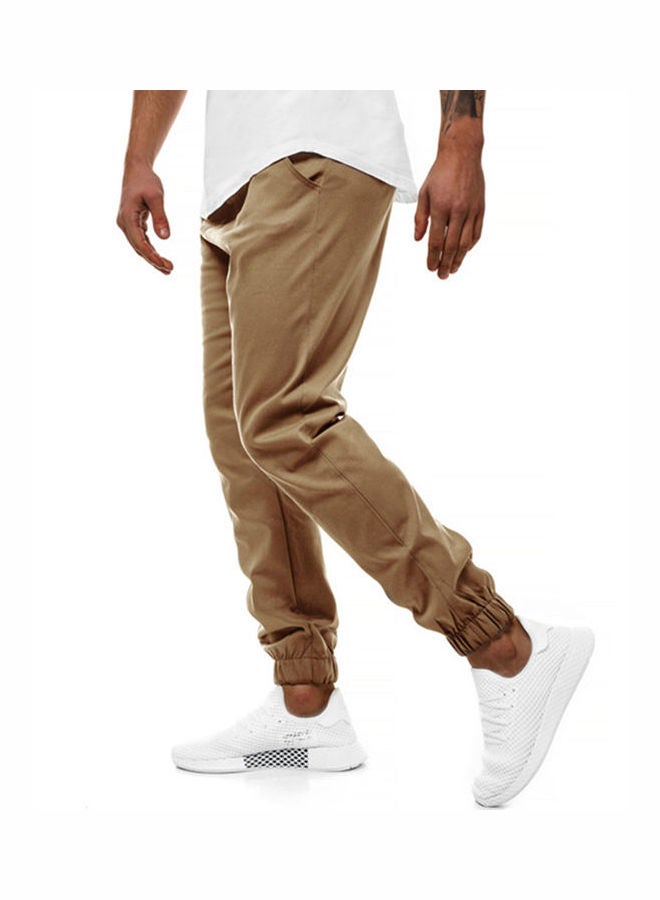 Solid Buttons Sweatpants Khaki  - Image 4