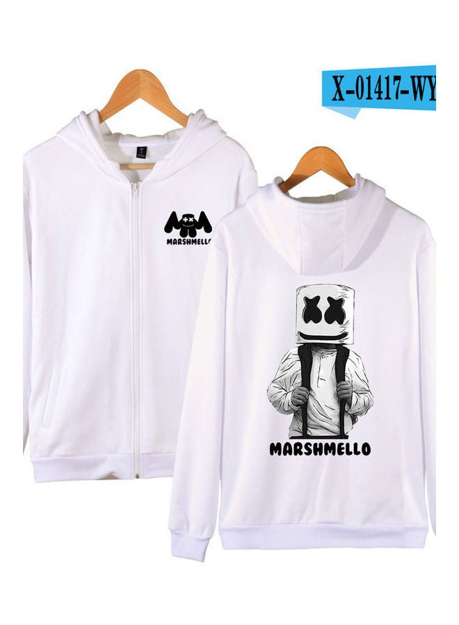 Marshmello Printed Casual Zipper Long Sleeve Hooded Sweatshirts red - Image 5