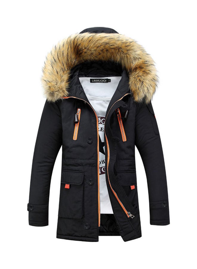Warm Thick Hooded Cotton-Padded Jacket black  - Image 1