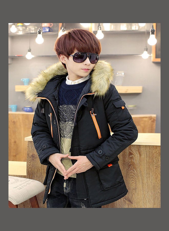 Warm Thick Hooded Cotton-Padded Jacket black  - Image 5