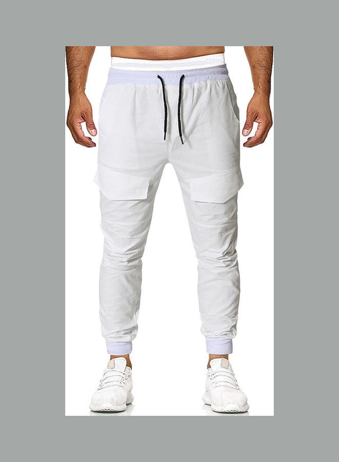 بنطال واسع سهل الارتداء بخصر وتصميم جيد التهوية أبيض - Image 1