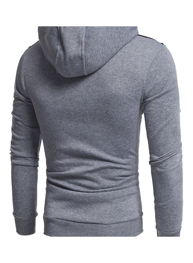 Hooded Pullover With Zipper Pouch Pocket light grey - Image 5