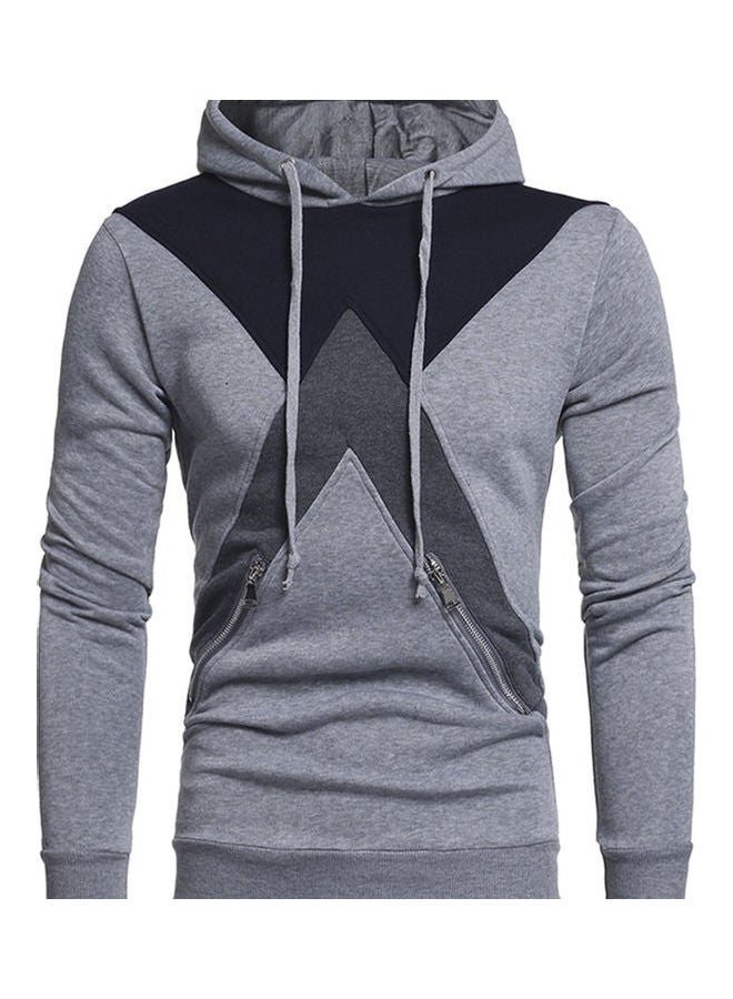 Hooded Pullover With Zipper Pouch Pocket light grey - Image 1