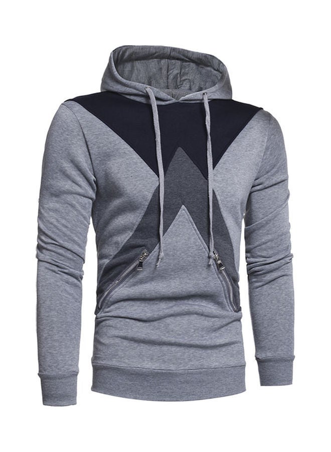 Hooded Pullover With Zipper Pouch Pocket light grey - Image 4