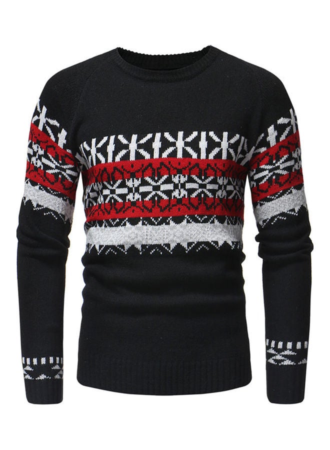 Knitting Crew Neck Slim Casual Pullover black  - Image 1