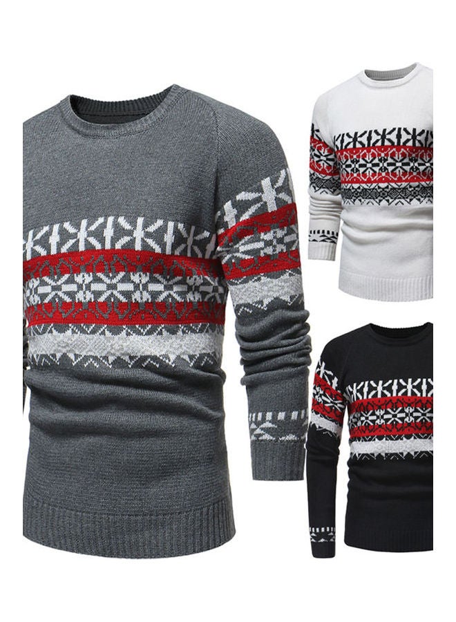 Knitting Crew Neck Slim Casual Pullover black  - Image 3