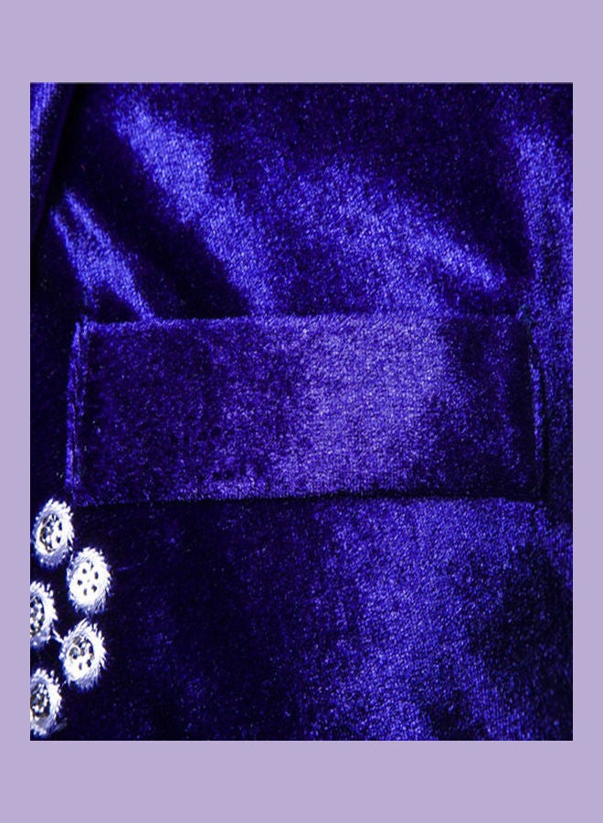 Generic - Velvet Suit V-Neck Lapel Embroidery Floral Coat black - Image 1