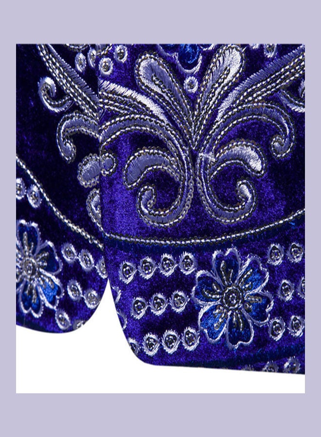 Generic - Velvet Suit V-Neck Lapel Embroidery Floral Coat black - Image 1